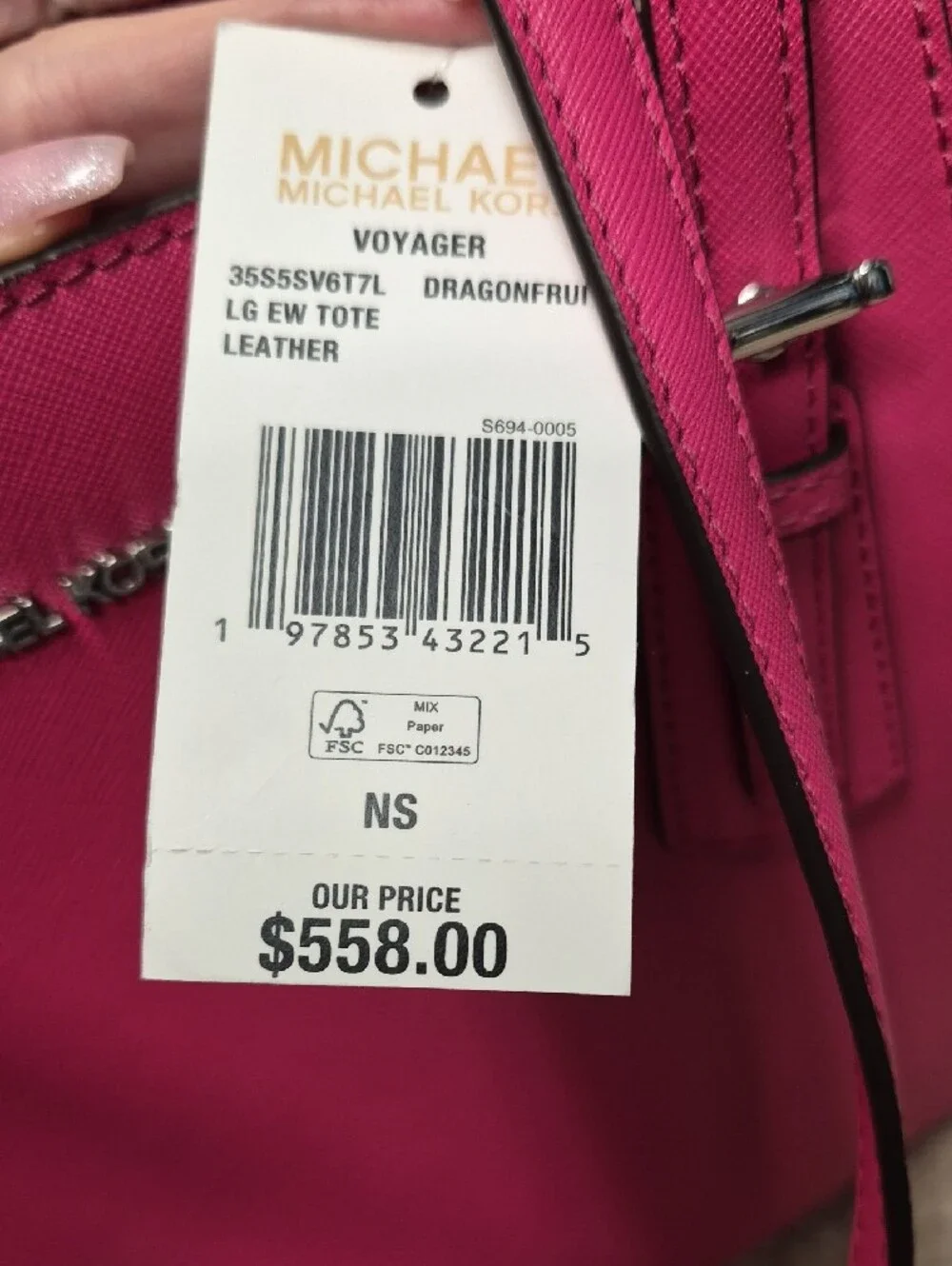 Michael Kors Hot Pink Saffiano Tote NWT - Picture 2 of 6